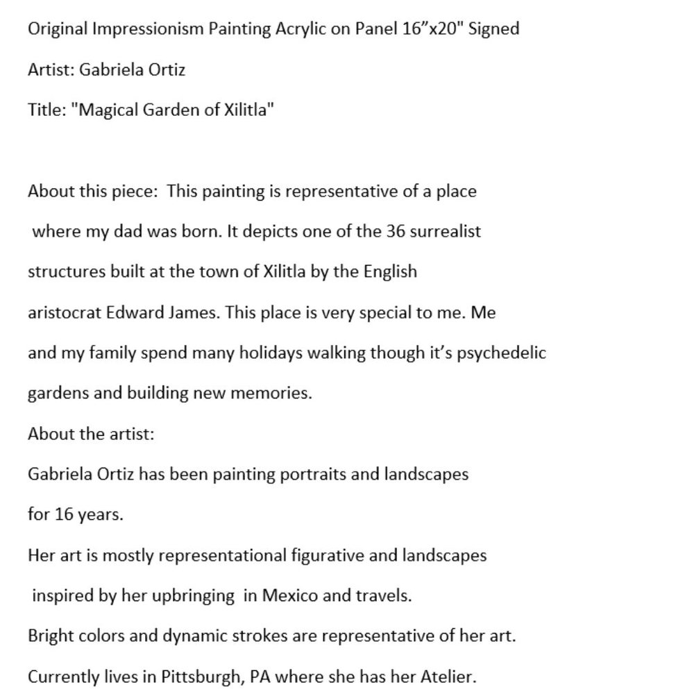 Original Acrylic on Canvas Painting Magical Garden - Picture 7 of 7